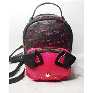 Betsey Johnson  Dog  Pink & Black MINI Backpack Purse